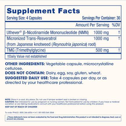 ProHealth NMN Pro Complete (120 Capsules, 3 Pack) - 1000 mg Uthever® NMN + 1000 mg Resveratrol + 500 mg TMG. NAD+ Precursor, Methylation Support & Sirtuin Activation. Triple Lab-Tested ProHealthBuy Supplements Australia