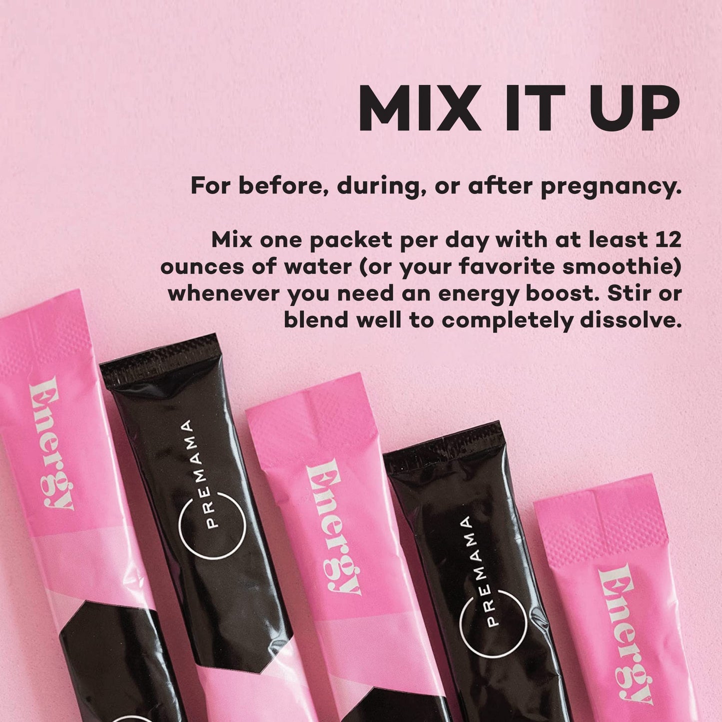 Premama Prenatal Vitamin Energy Boost Drink Mix & Prenatal Support Bundle, Omega 3, B Vitamins Premama