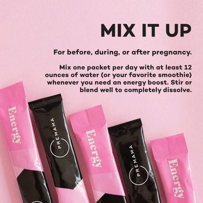 Premama Prenatal Vitamin Energy Boost Drink Mix & Prenatal Support Bundle, Omega 3, B Vitamins Premama