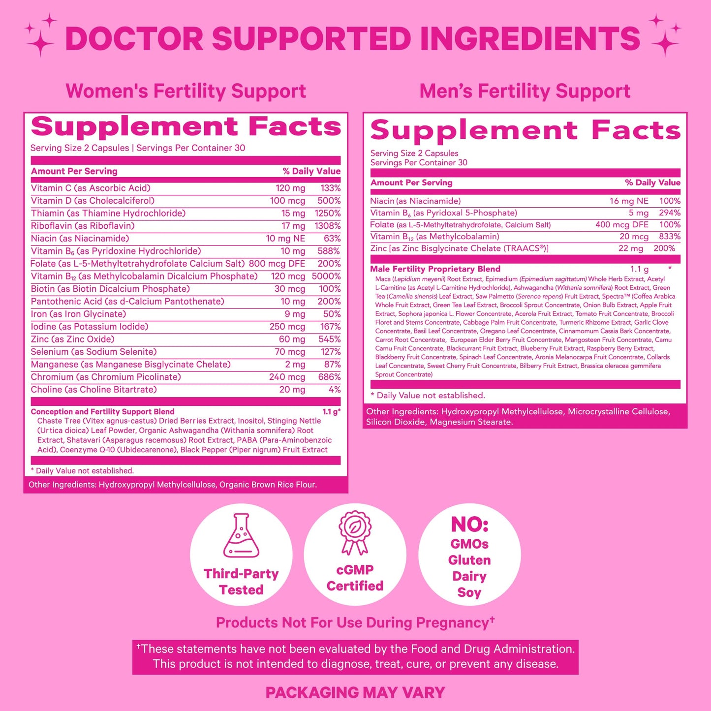 Pink Stork & Blue Stork His and Hers Fertility Bundle: Fertility Supplements for Women, Fertility Supplements Pink Stork