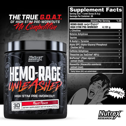 Nutrex Research Hemo-Rage Extreme High Stim Pre Workout Powder | Insane Lasting Energy Nutrex Research
