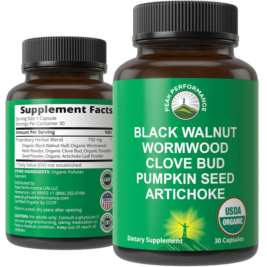 USDA Organic Wormwood Black Walnut Clove Cleanse for Humans. Elimination Detox + Intestinal Support Capsules Supplement for Adults and Kids. Pills with Artichoke and Pumpkin Seed for Added Benefits Peak PerformanceBuy Supplements Australia