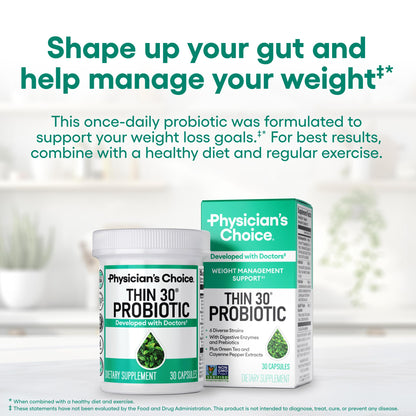 Physician's CHOICE Probiotics & Bloating - 6 Probiotic Strains - Prebiotics - Key ingredient Cayenne - Supports Gut Health