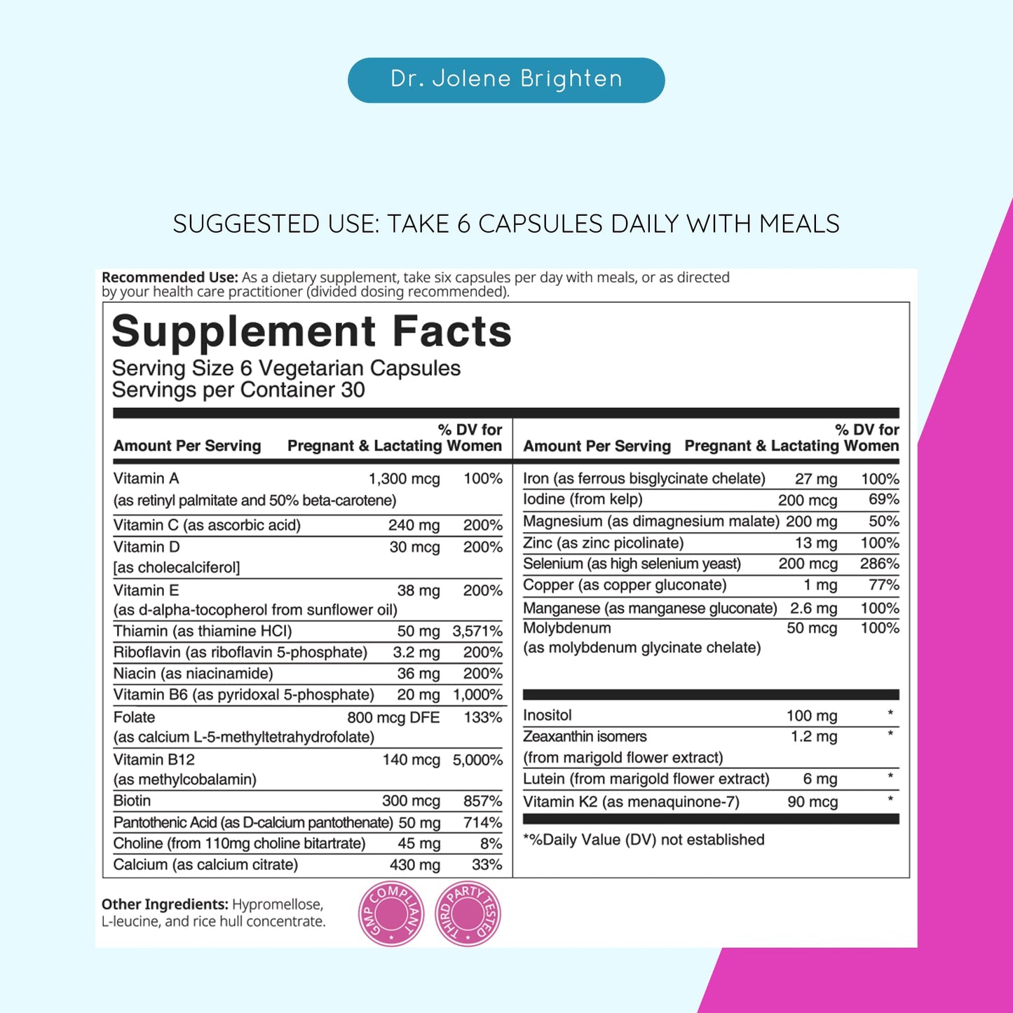 Dr. Brighten Prenatal Plus - Women’s Formulation, Active B Vitamins, Minerals, Antioxidants Dr. Brighten