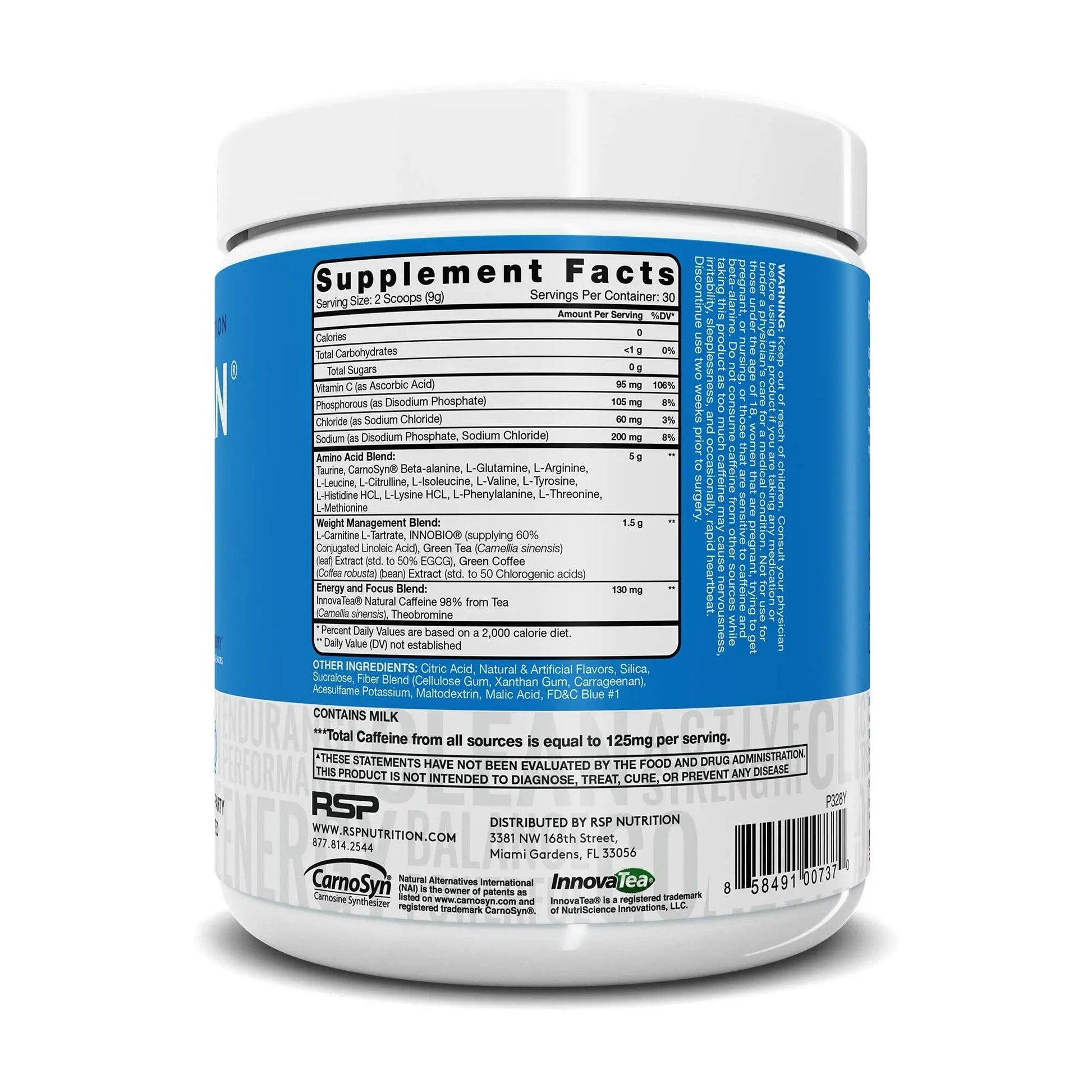 RSP NUTRITION AminoLean Pre Workout Energy (Blue Raspberry 30 Servings) with AminoLean RSP NUTRITION