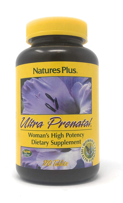 NaturesPlus Ultra Prenatal Multivitamin - 800 mcg Folate, 180 Vegetarian Tablets - Prenatal Supplement Nature's Plus