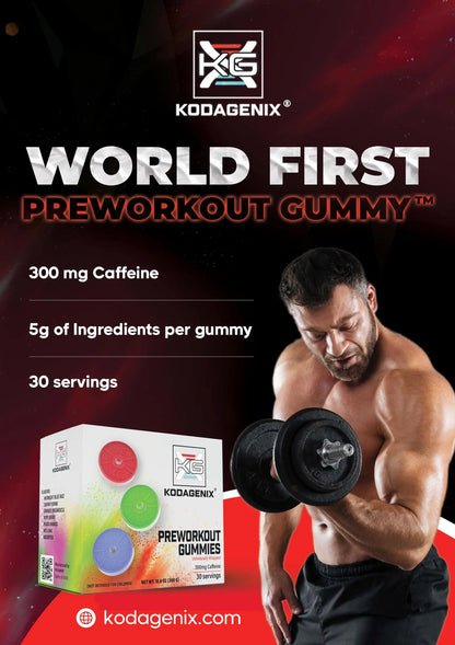 Kodagenix Pre Workout Gummies for Men and Women with Caffeine, L-Citrulline and Beta Kodagenix