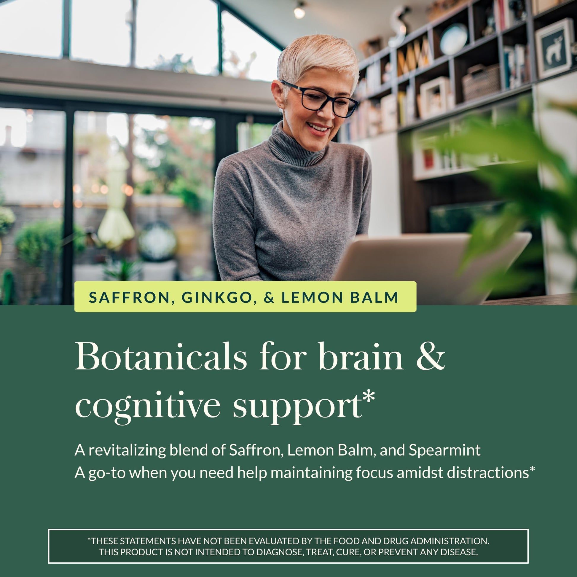 Gaia Herbs Nootropic Focus - Brain & Cognitive Support Supplement to Help Maintain Healthy Concentration* - with Saffron, Lemon Balm & Spearmint - 40 Liquid Phyto-Capsules (20 Servings) Gaia HerbsBuy Supplements Australia