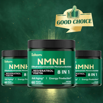 Satoomi 8in1 NMNH - NMN Supplement Alternative - NAD Supplement to Support NAD Levels Added Fisetin, Resveratrol, Quercetin, Turmeric, Berberine, Vitamin D3 & C - 60 Count for 30 Days SatoomiBuy Supplements Australia