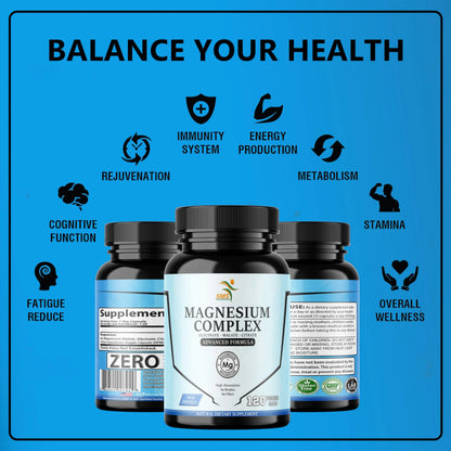 SMSHEALTHPRODUCTS.com Magnesium Complex | 470mg of Magnesium Glycinate, Malate, & Citrate for Muscles, Nerves, & Energy | High Absorption | Vegan, Non-GMO | 120 Capsules SMSHEALTHPRODUCTS.com buy supplements Au