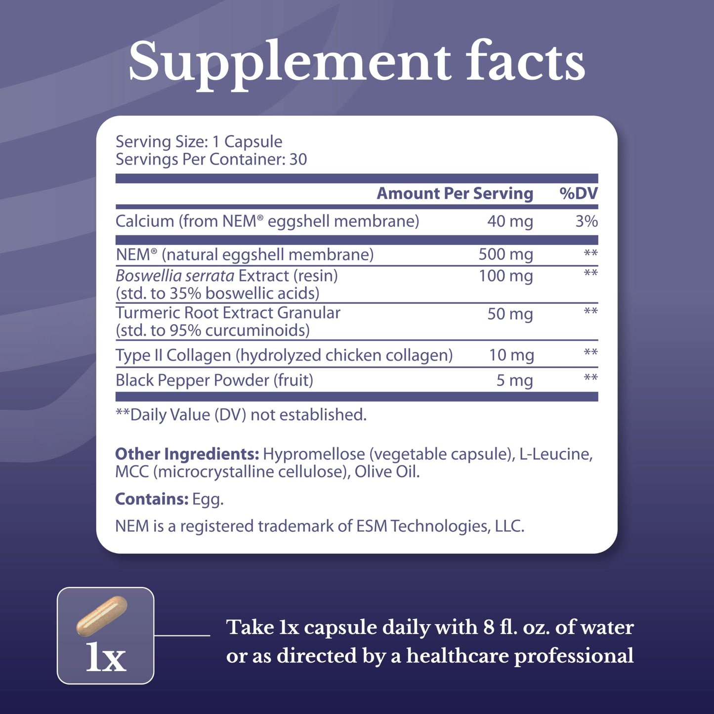NATION HEALTH MD Joint Complex - Joint & Cartilage Health - Joint Support Supplement with Calcium, NEM Eggshell Membrane, Boswellia Serrata - Knee Supplements for Men & Women, 60 Capsules NATION HEALTH MDBuy Supplements Australia