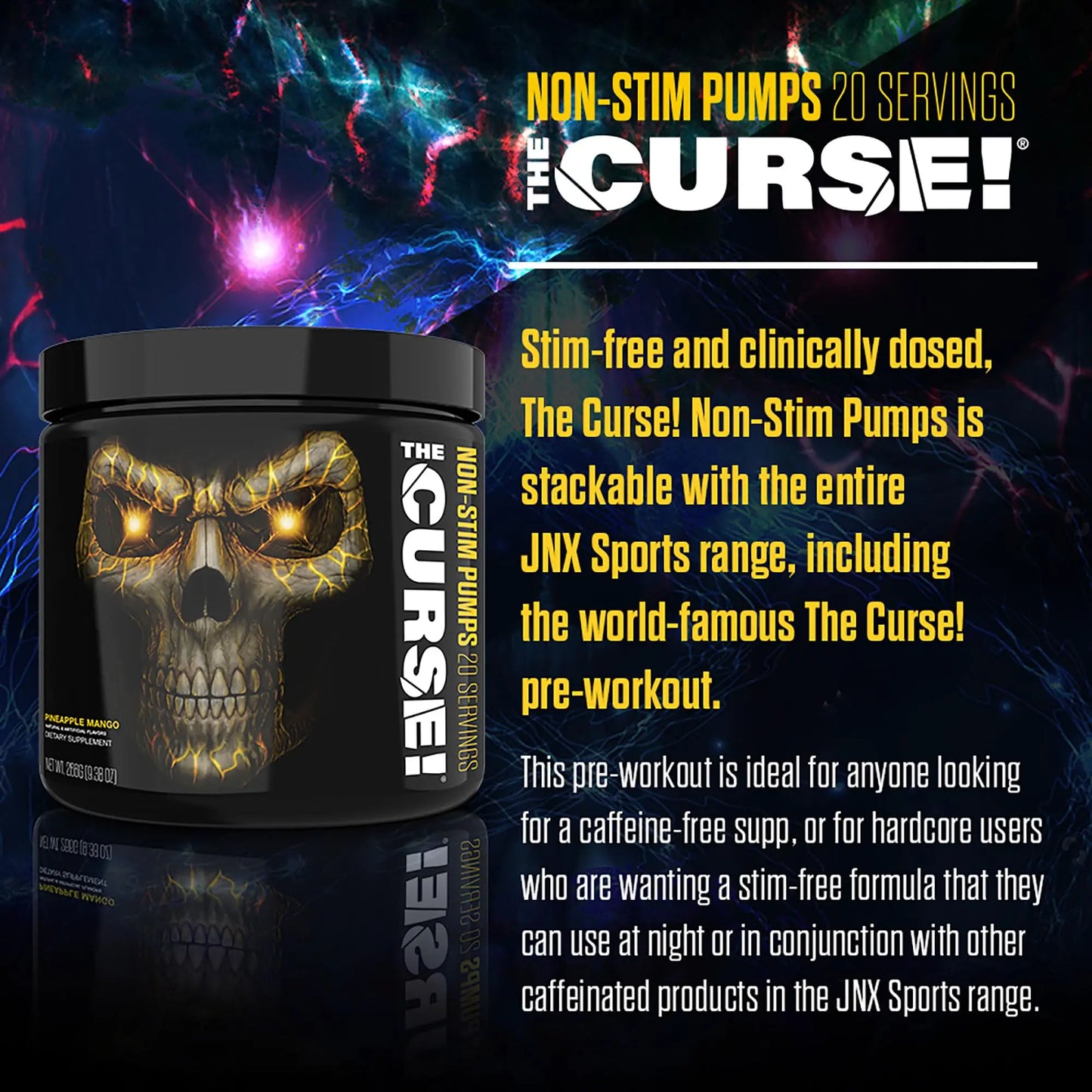 THE CURSE! JNX Sports Non-Stim Pumps Pre-Workout Supplement - Maximum Power THE CURSE!