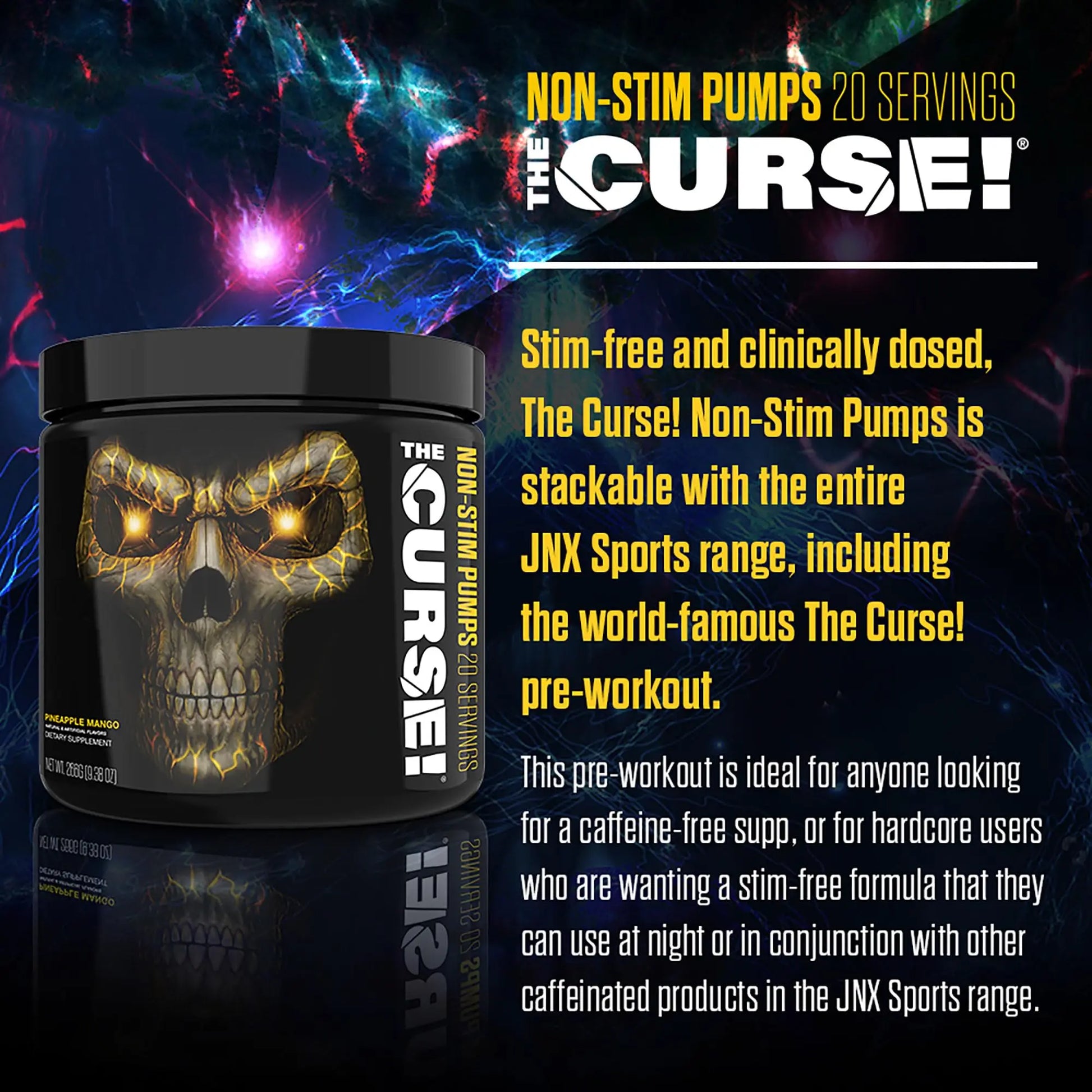 THE CURSE! JNX Sports Non-Stim Pumps Pre-Workout Supplement - Maximum Power THE CURSE!