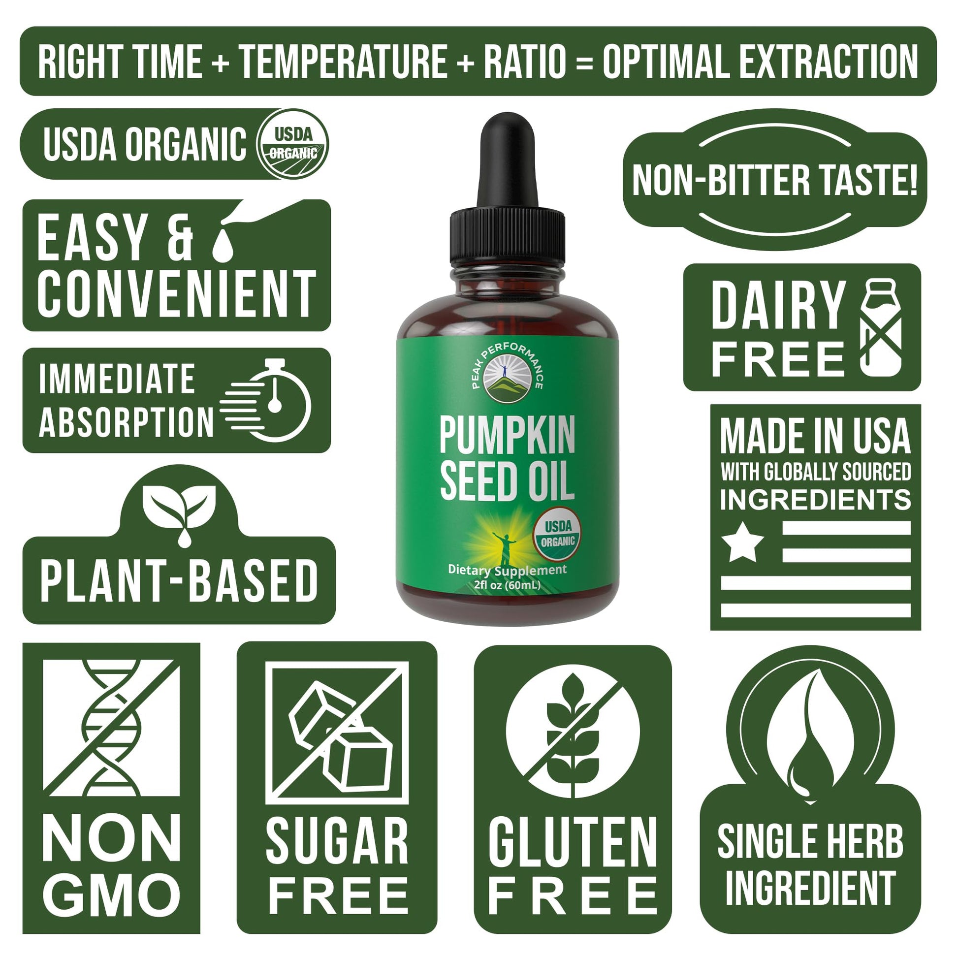 Pumpkin Seed Oil. USDA Organic Vegan Liquid Drops Extract for Women and Men. Supplement for Hair Growth, Skin Health, UT, Prostate Support. Zero Sugar, Gluten Free. Take Orally No Capsules Peak PerformanceBuy Supplements Australia
