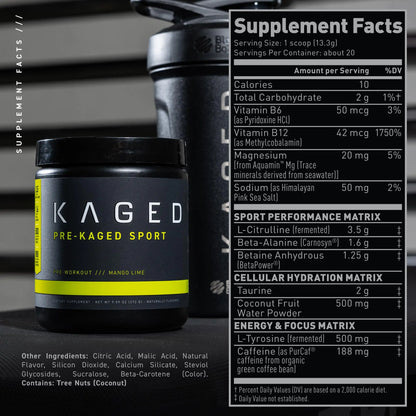 Kaged Pre Sport & Creatine Monohydrate Bundle | Mango Lime Pre + Unflavored Creatine Kaged