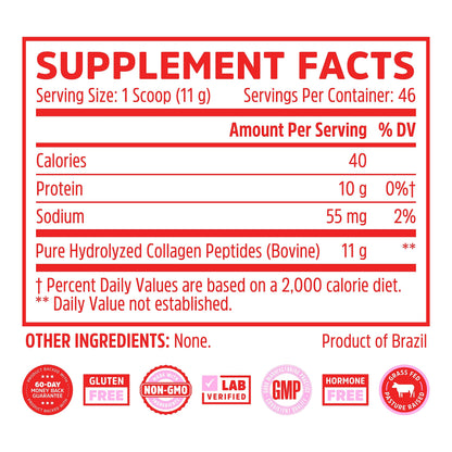 Zhou Collagen Peptides Hydrolyzed Protein Powder – Grass Fed, Pasture Raised, Unflavored Zhou Nutrition