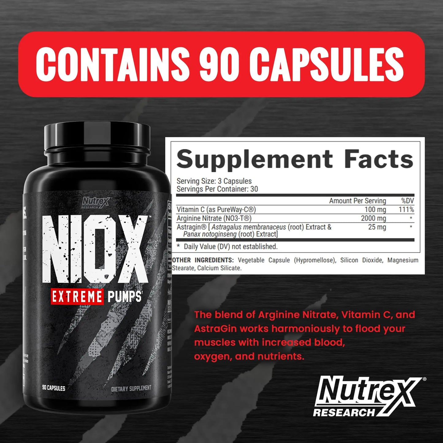 Nutrex Research NIOX Extreme Pumps - 180-Count Pre-Workout Pump Supplement Nutrex Research