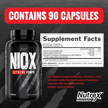 Nutrex Research NIOX Extreme Pumps - 180-Count Pre-Workout Pump Supplement Nutrex Research