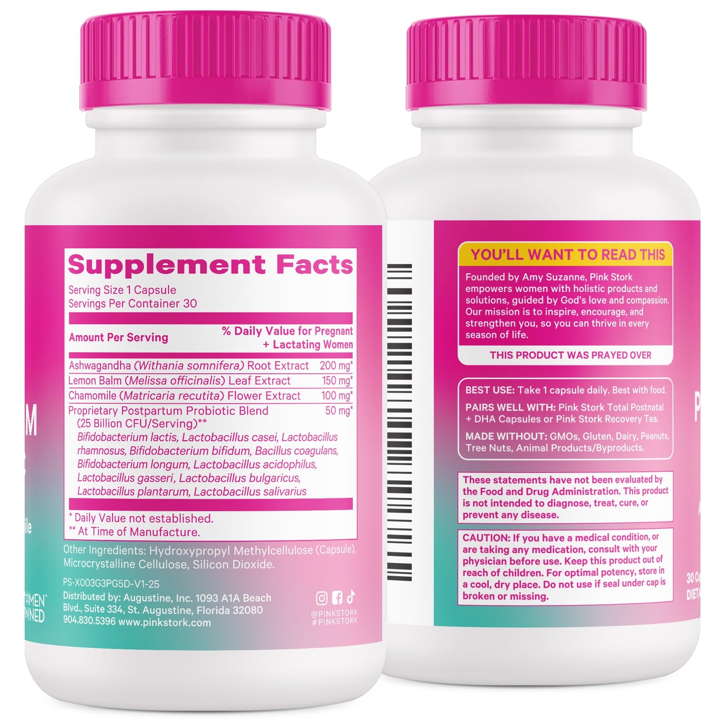 Pink Stork Probiotics for Postnatal Women - 30 Billion CFUS with Ashwagandha and Chamomile, Postpartum Essentials for Hormone Balance, Mood Support, Gut Health, Digestive Wellness, 30 Capsules Pink StorkBuy Supplements Australia