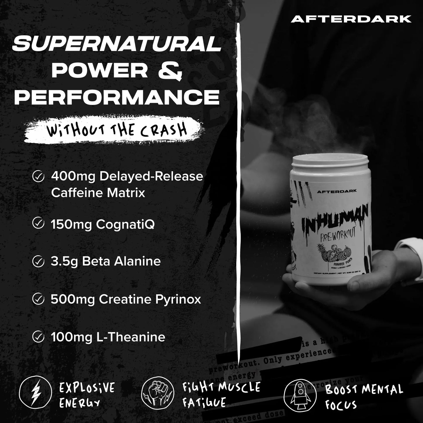 AFTERDARK INHUMAN Pre-Workout Powder, Enhanced Mind-Muscle Connection AFTERDARK