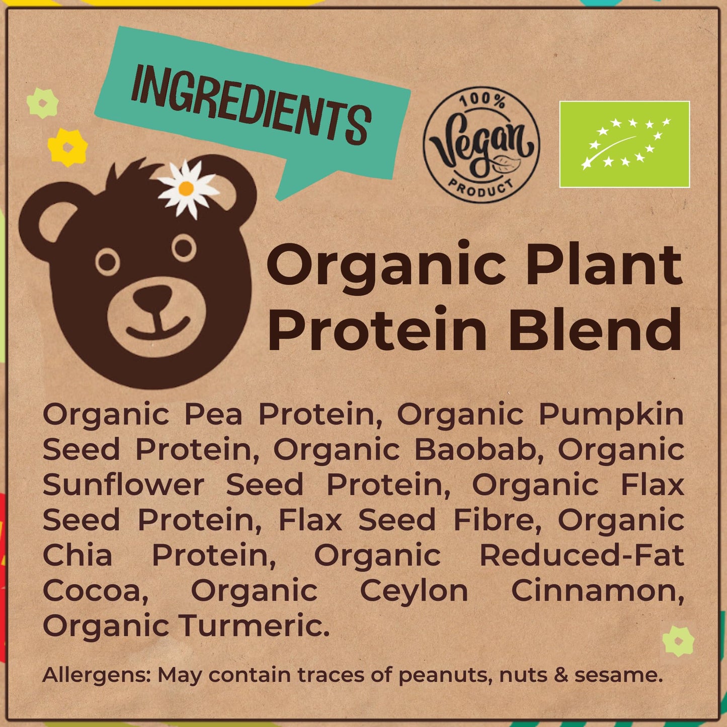 Naked Organic Vegan Protein Powder Blend (1kg - 57 Servings) Unsweetened Wyldsson