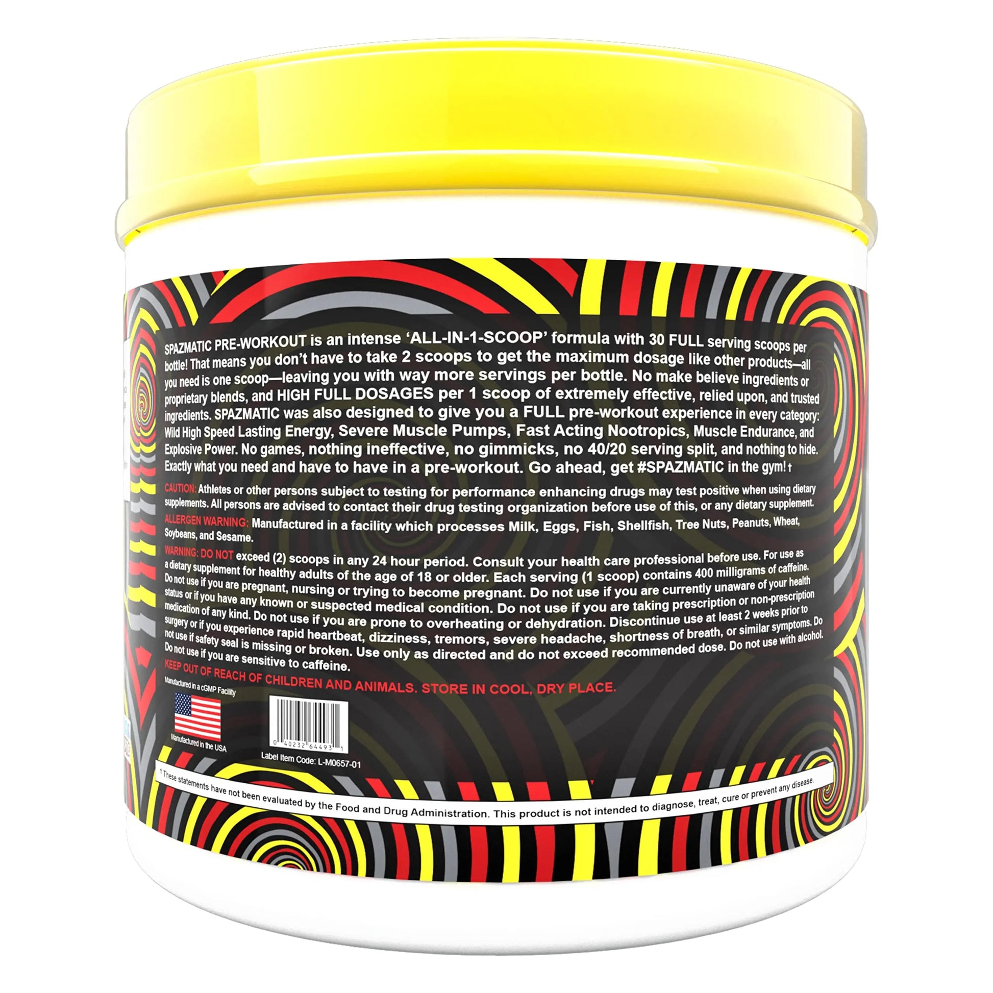 Spazmatic Pre-Workout Powder - 400mgs Caffeine - 6 Grams Pure Citrulline for Muscle TIM MURIELLO'S SPAZMATIC PRE-WORKOUT DRINK