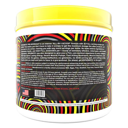 Spazmatic Pre-Workout Powder - 400mgs Caffeine - 6 Grams Pure Citrulline for Muscle TIM MURIELLO'S SPAZMATIC PRE-WORKOUT DRINK