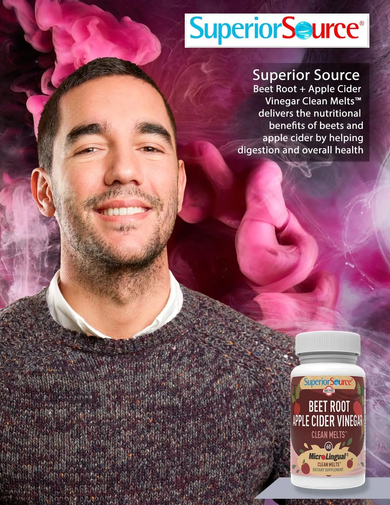 Superior Source Beet Root + Apple Cider Vinegar Clean Melts, 60 Instant Dissolving & Great Superior Source