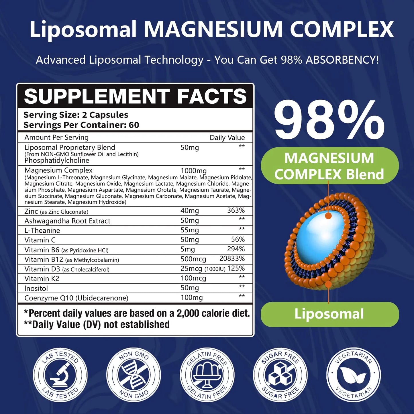 29-in-1 Liposomal 18 Active Types Magnesium Complex 1400MG Capsule,L-Threonate Glycinate Malate etc,Mild & Efficient,Extra Vitamin B6 B12 D3K2 & CoQ10, Relaxation Nerve* & Hert* Support Oakevlp buy supplements Au