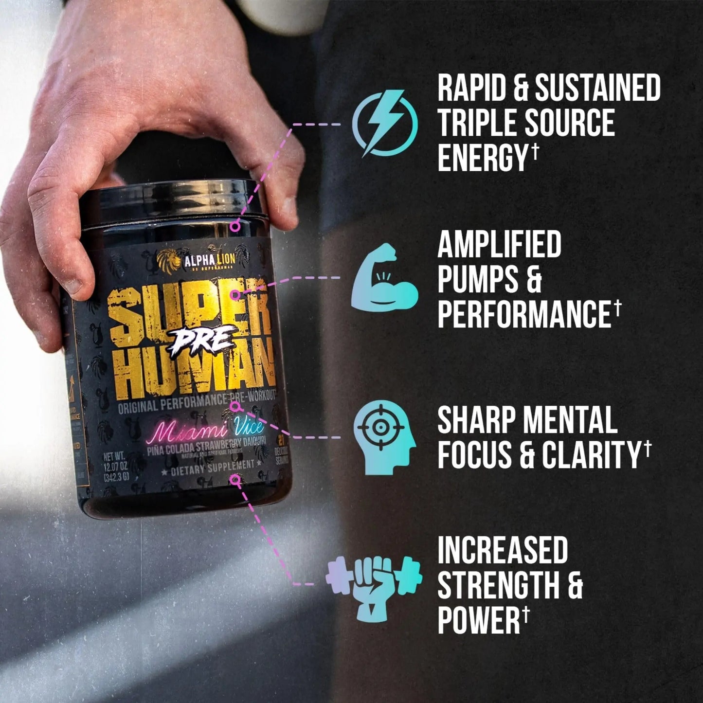 ALPHA LION Superhuman Pre Workout Powder & Post Workout Recovery Bundle, Sustained ALPHA LION