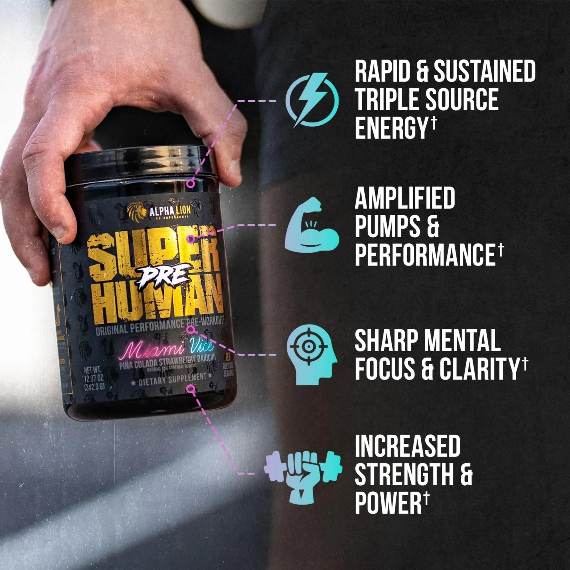 ALPHA LION Superhuman Pre Workout Powder & Post Workout Recovery Bundle, Sustained ALPHA LION