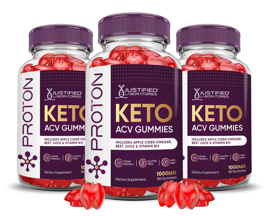 (3 Pack) Proton Protein Keto ACV Gummies Advanced Formula 1000MG Proton Keto Justified Laboratories
