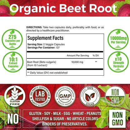 LaVitali 275 Beet Root Extract Capsules, 1000mg per Serving, High Concentrated Herbal LaVitali