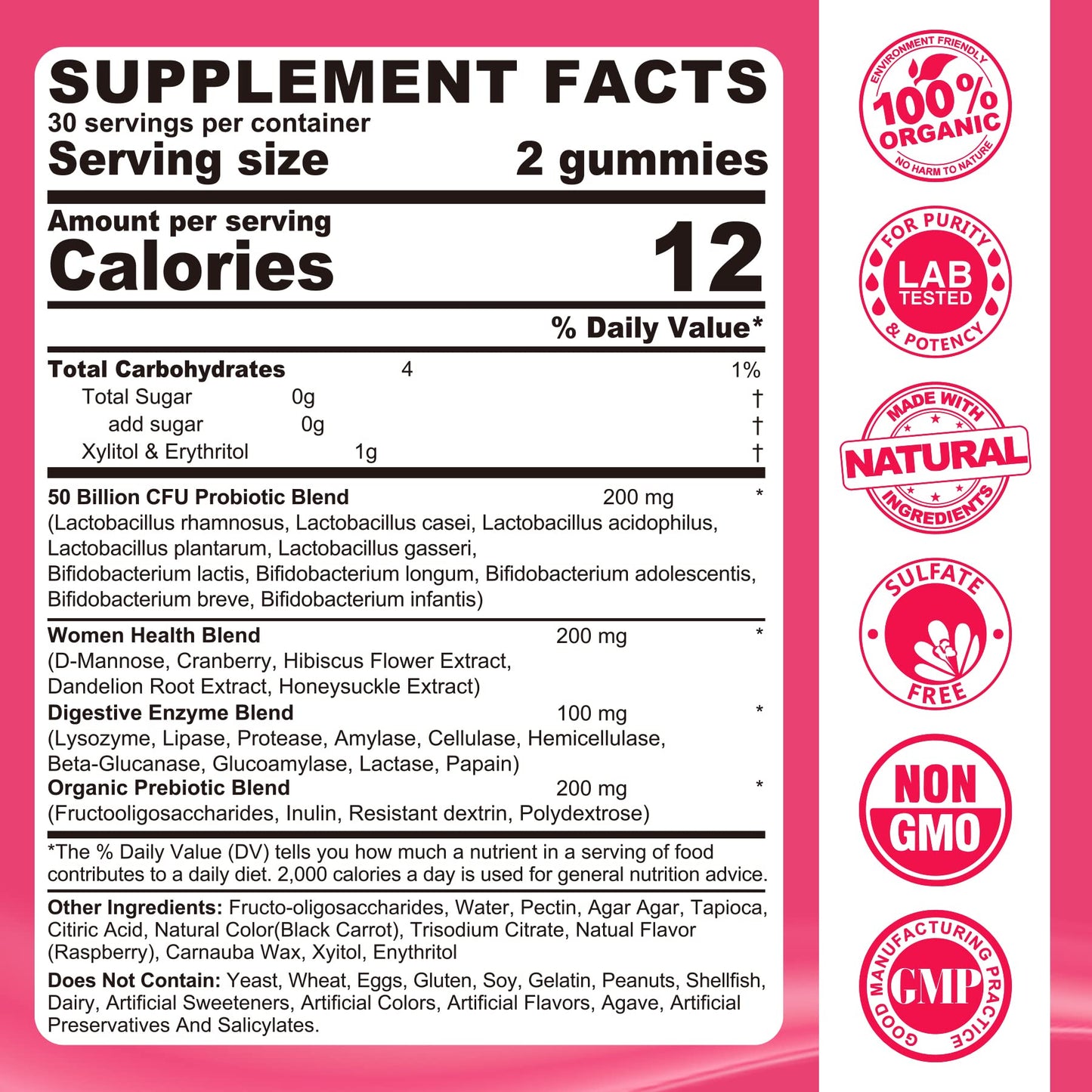 Probiotics for Women Gummies, Sugar Free Vaginal Probiotics 50 Billion CFU 10 Strains w/ Cranberry NEVISSBuy Supplements Australia