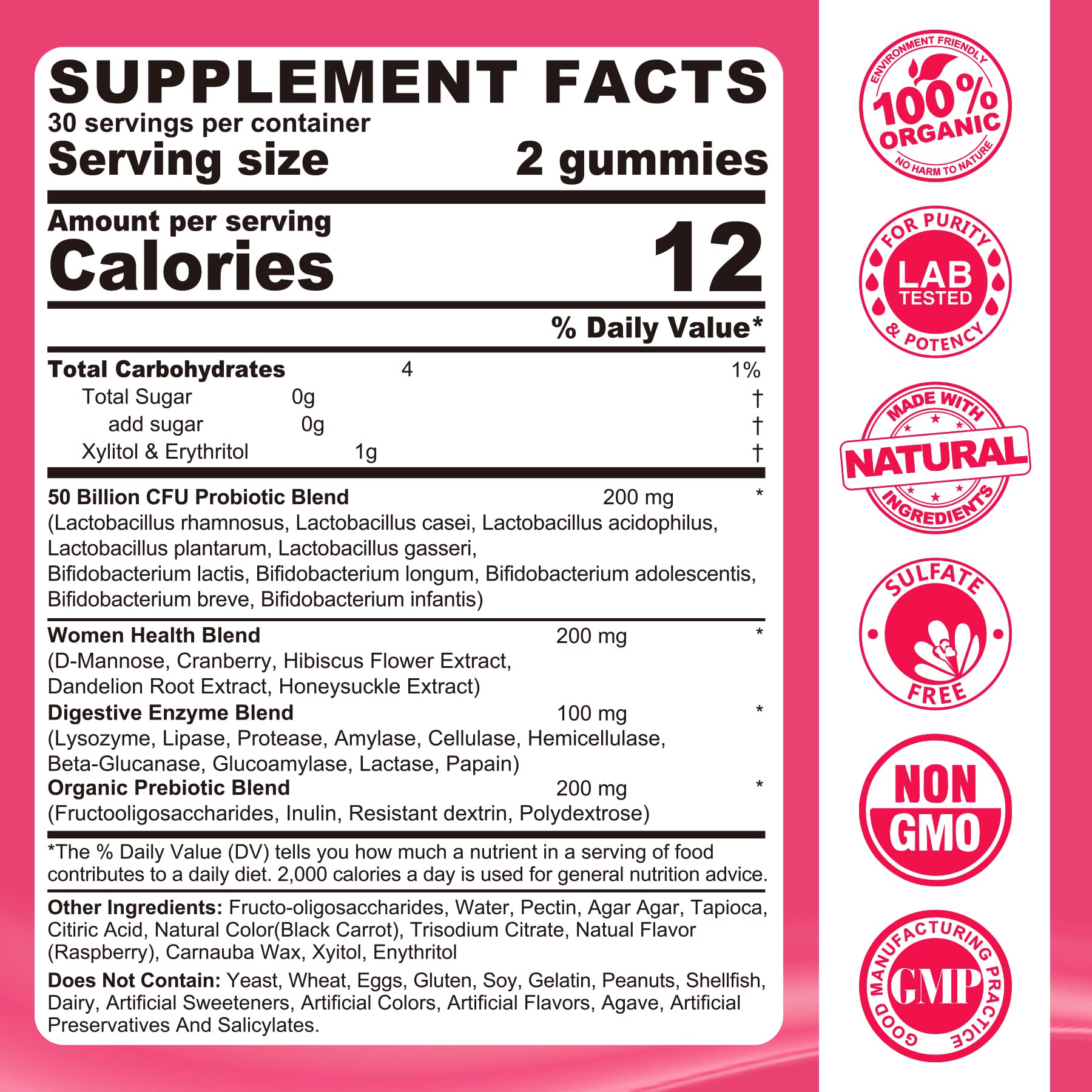 Probiotics for Women Gummies, Sugar Free Vaginal Probiotics 50 Billion CFU 10 Strains w/ Cranberry NEVISSBuy Supplements Australia