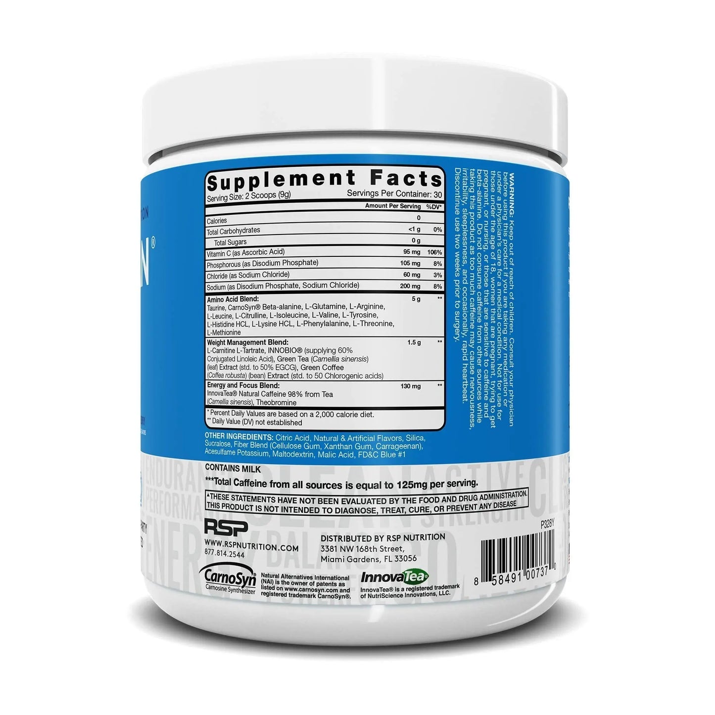 RSP NUTRITION AminoLean Pre Workout Energy (Blue Raspberry 30 Servings) with TrueFit RSP NUTRITION
