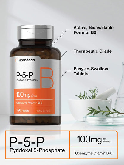 P-5-P Activated Vitamin B6 100mg | 120 Tablets | Vegetarian Supplement, Non-GMO Horbäach