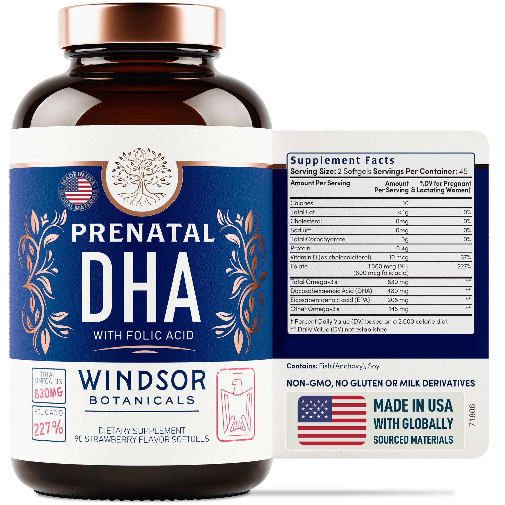 Prenatal Vitamins with DHA and Folic Acid - Fetal Development and Pregnancy Support WINDSOR BOTANICALS