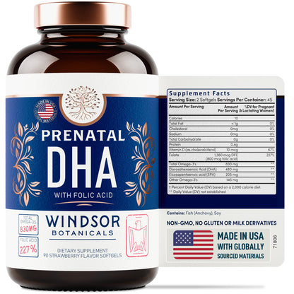 WINDSOR BOTANICALS Male Fertility Supplement and DHA with Folic Acid Prenatal Bundle WINDSOR BOTANICALS