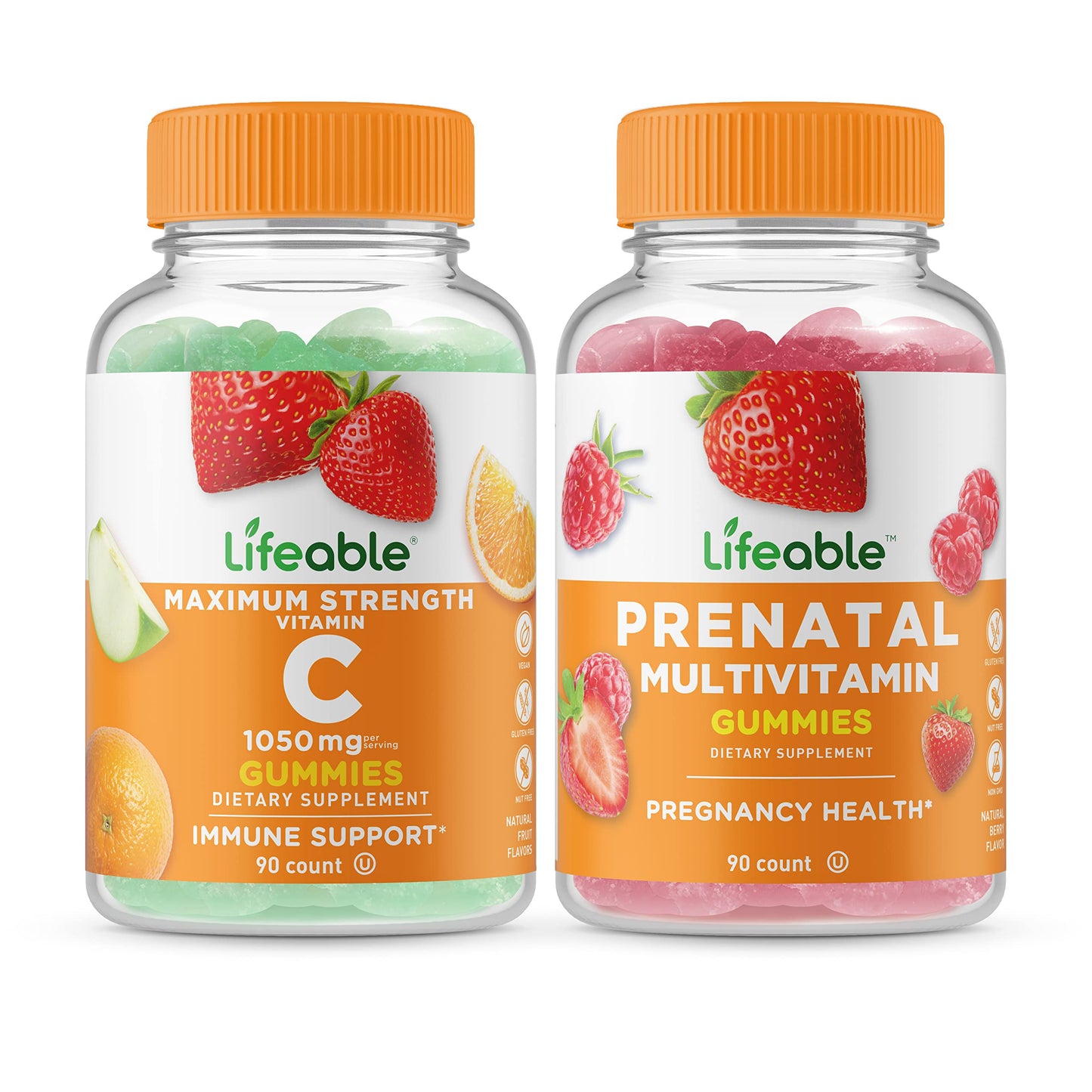Lifeable Vitamin C 1050mg + Women's Prenatal Multivitamin, Gummies Bundle - Great Tasting, Vitamin Lifeable