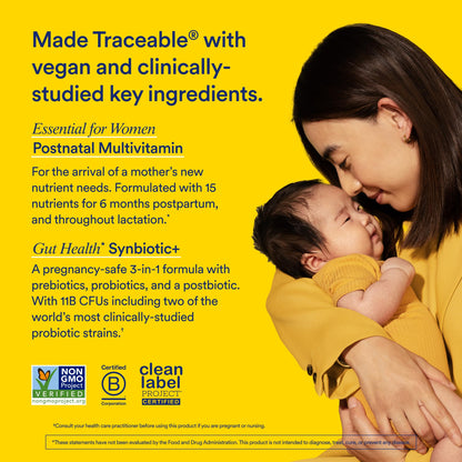 Ritual Postnatal Multivitamin and Gut Duo Supplements with Postnatal Vitamins and Synbiotic+: 3-in-1 Probiotic, Prebiotic, Postbiotic, Supports Lactation, and Gut Health, 30 Day Supply RitualBuy Supplements Australia