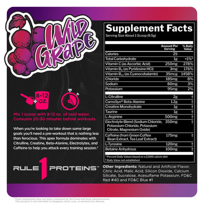 Rule 1 R1 Roar, Wild Grape - 10.05 oz - Pre-Workout Powder - with Creatine, Beta-Alanine Rule 1 Proteins