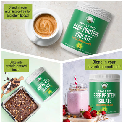 Grass Fed Beef Protein Powder - Lactose Free Great Tasting Beef Protein Isolate. Complete Animal Based Non Dairy Paleo Carnivore Supplement for Prime Muscle Building. No Whey. Salted Caramel Flavor Peak PerformanceBuy Supplements Australia