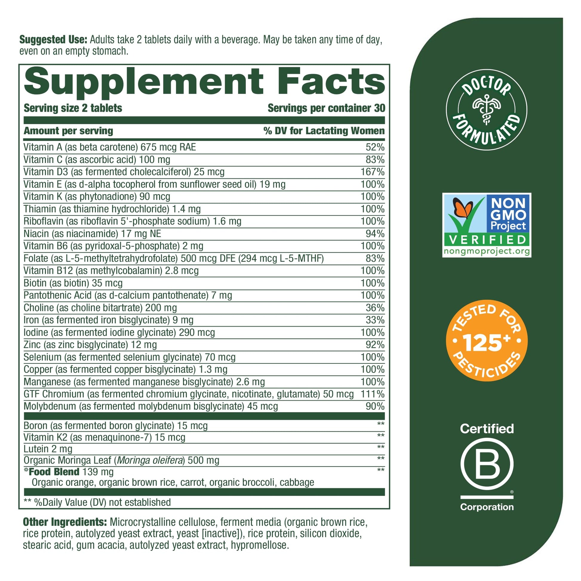 MegaFood Baby & Me 2 Postnatal Vitamins for Breastfeeding Moms with Folate MegaFood