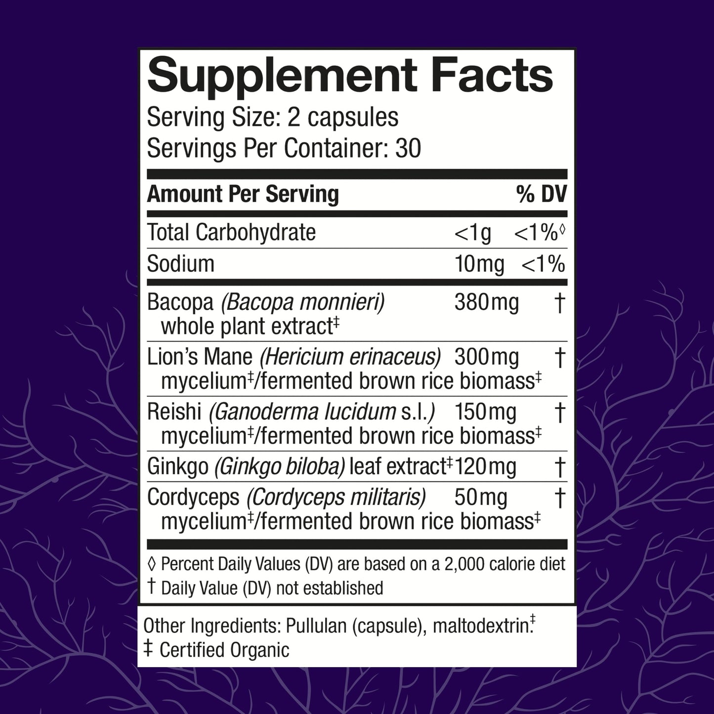 Host Defense MycoBotanicals Brain* Capsules - Brain Support Supplement with Lion's Mane, Reishi & Cordyceps Mushroom - Herbal Supplement for Memory & Focus Support - 60 Capsules Host DefenseBuy Supplements Australia
