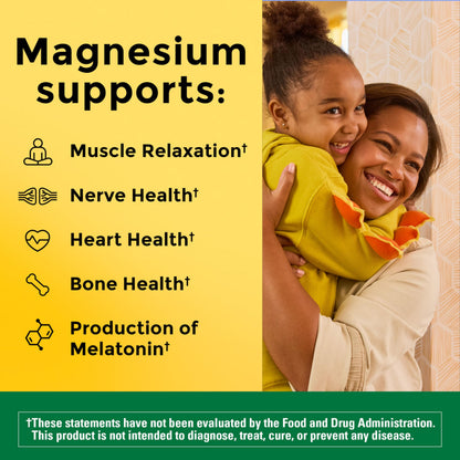 Nature Made High Absorption Magnesium Citrate 200 mg per serving, Magnesium Supplement for Muscle, Nerve, Bone and Heart Support
