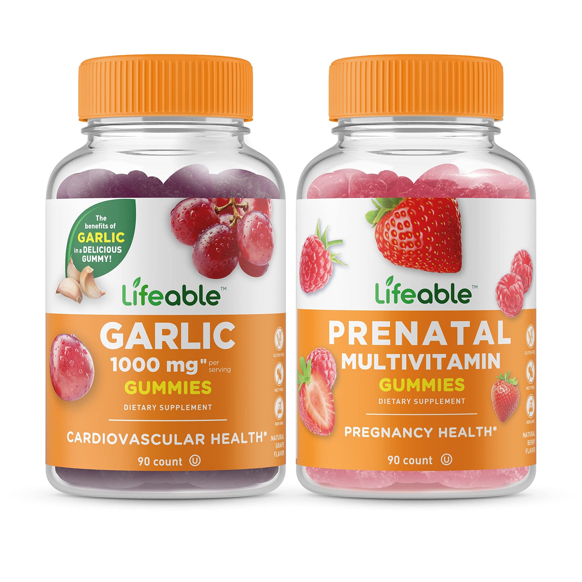 Lifeable Garlic 1000mg + Women's Prenatal Multivitamin, Gummies Bundle - Great Tasting, Vitamin Supplement Lifeable
