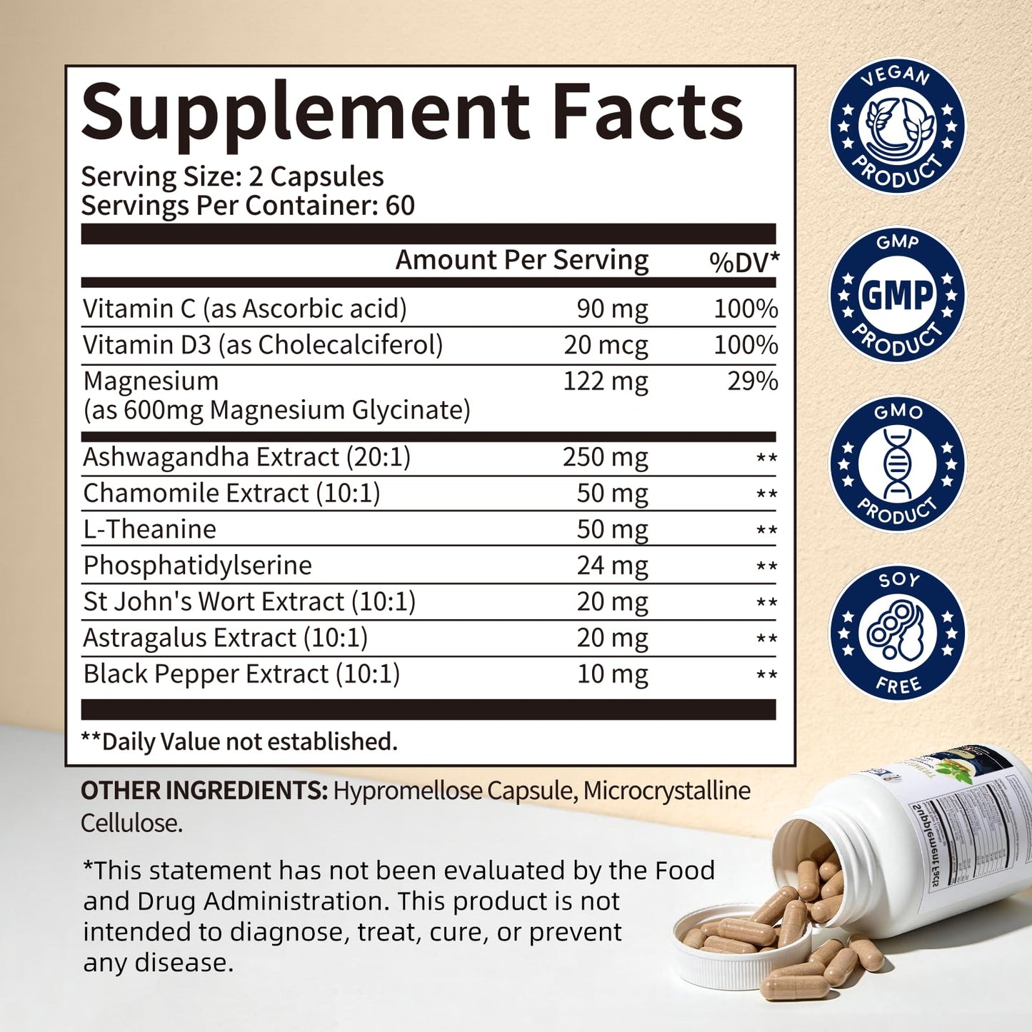 Alliwise Cortisol Supplements for Women and Men with Magnesium, Ashwagandha,L-Theanine,Chamomile & PS,High Cortisol Reducer, Manager, Detox, Lower for Mood,Focus,Sleep,Non-Drowsy,No Melatonin AlliwiseBuy Supplements Australia