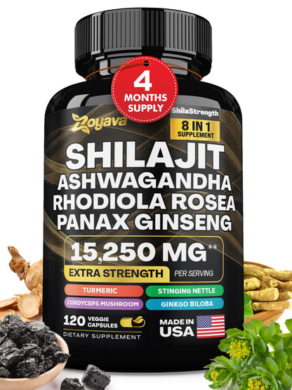 Zoyava Shilajit 9000MG Radiant Health Blend Ashwagandha 2000MG Rhodiola Rosea Zoyava