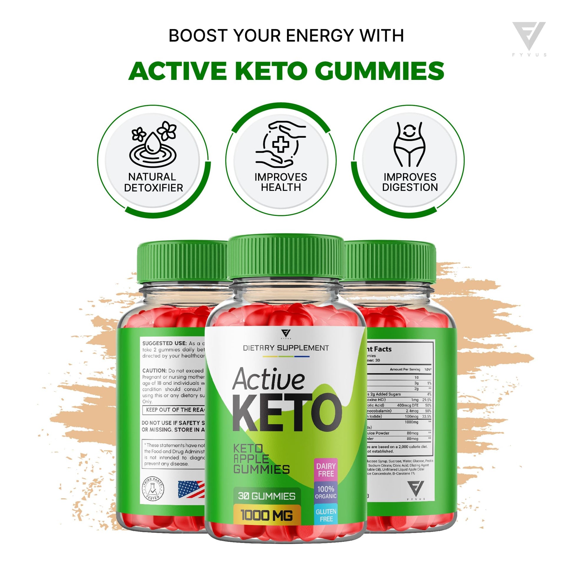 (2 Pack) Active Keto Gummies for Weight Loss Active Keto ACV Gummies Advanced Fyvus